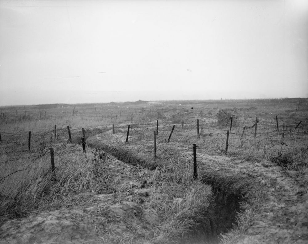 A sap - running from the Hindenburg Line, west of Trescault. The area was captured in the Battle of Cambrai, 10 December 1917.